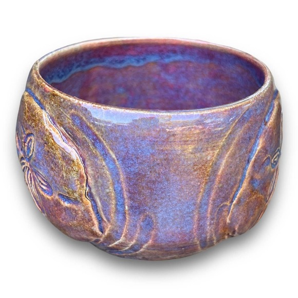 Sand Dollar Pink & Blue Stoneware Pottery Planter/Sea Shell Lover Gift 4x4” - Picture 7 of 11